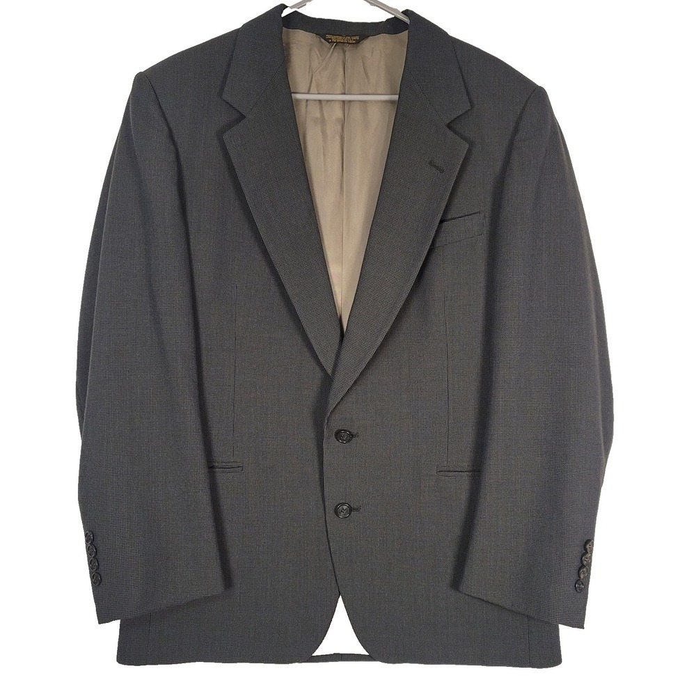 Nino Cerruti Rue Royale Sport Coat Mens Gray Micro Check Blazer Made USA Union